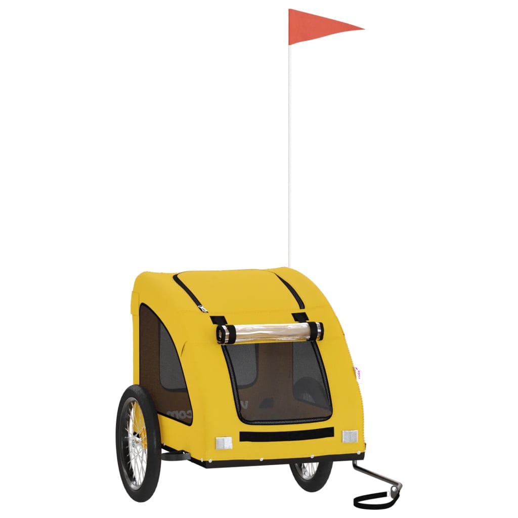 VidaXL remorque vélo pour chien tissu oxford et jaune fer