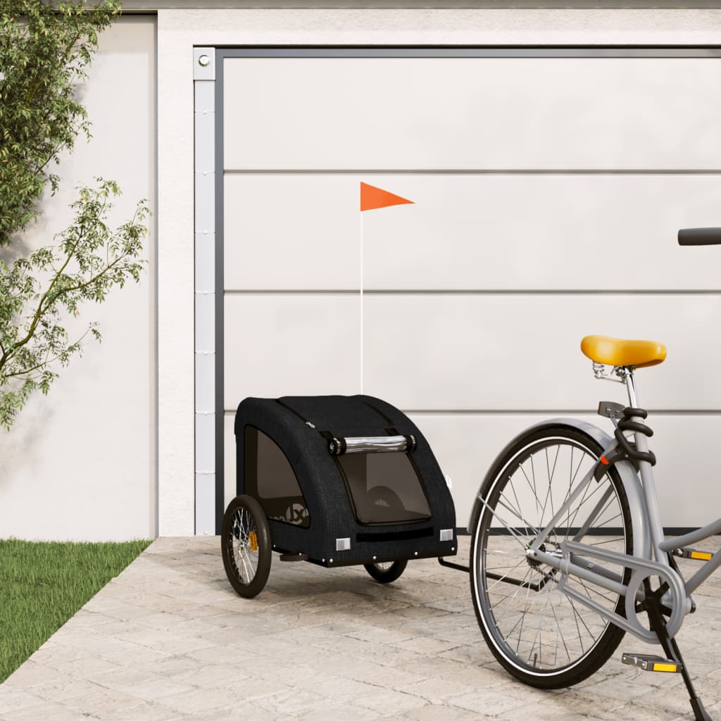 VidaXL remorque vélo pour chien tissu oxford et fer noir