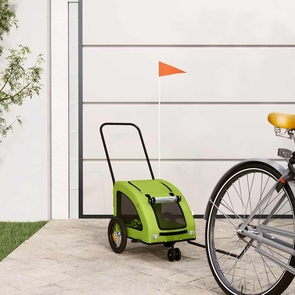 VidaXL remorque vélo pour chien tissu oxford et vert fer