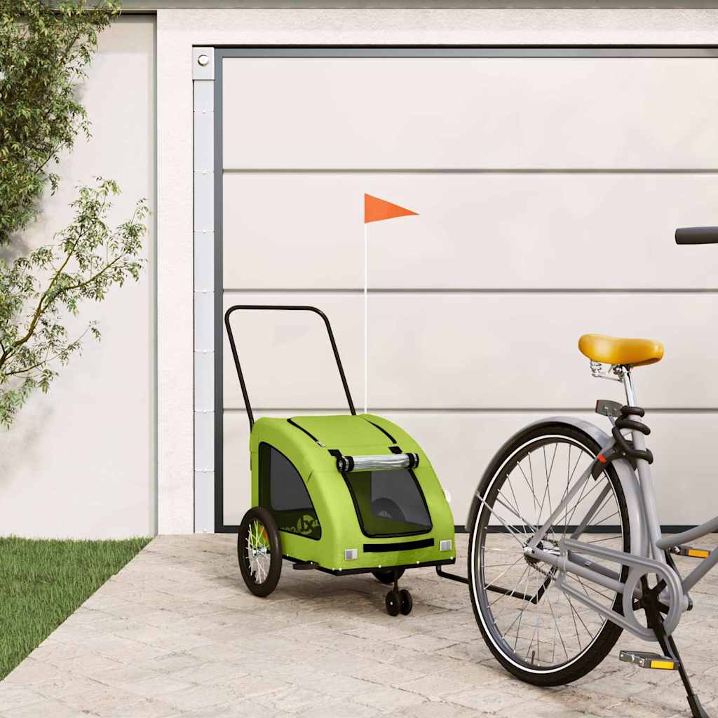 VidaXL remorque vélo pour chien tissu oxford et vert fer