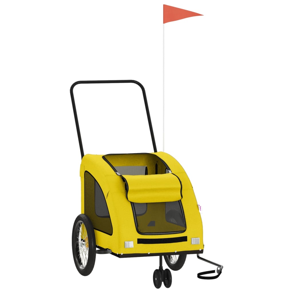 VidaXL remorque vélo pour chien tissu oxford et jaune fer
