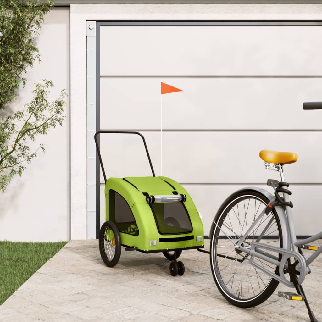 VidaXL remorque vélo pour chien tissu oxford et vert fer