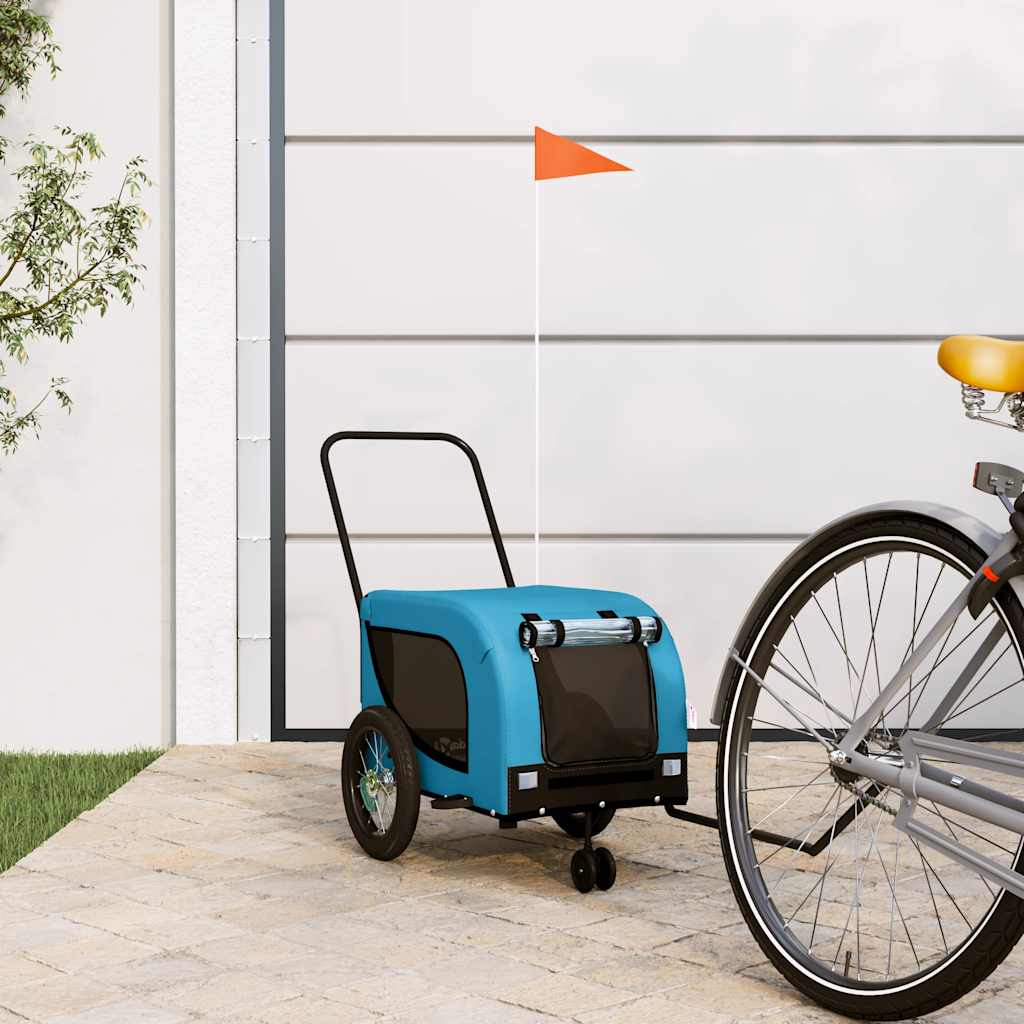VidaXL remorque vélo pour chien tissu oxford et fer bleu et noir