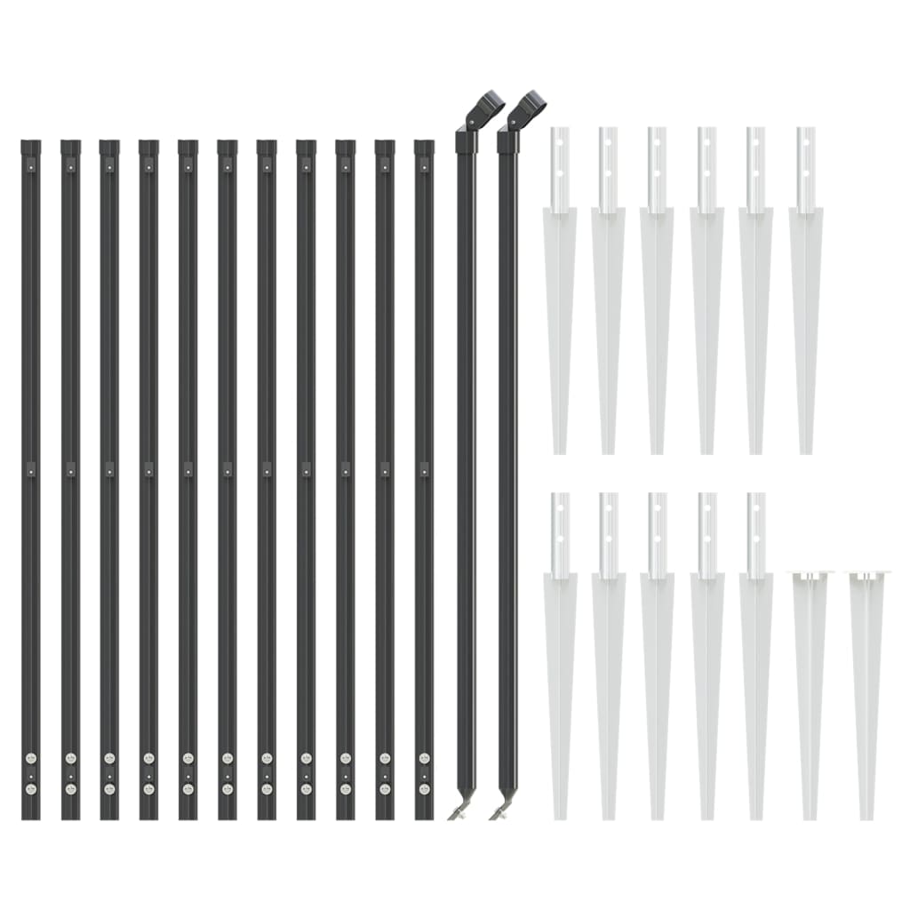 VidaXL Clôture grillagée avec ancrages au sol 1,1x25 m anthracite