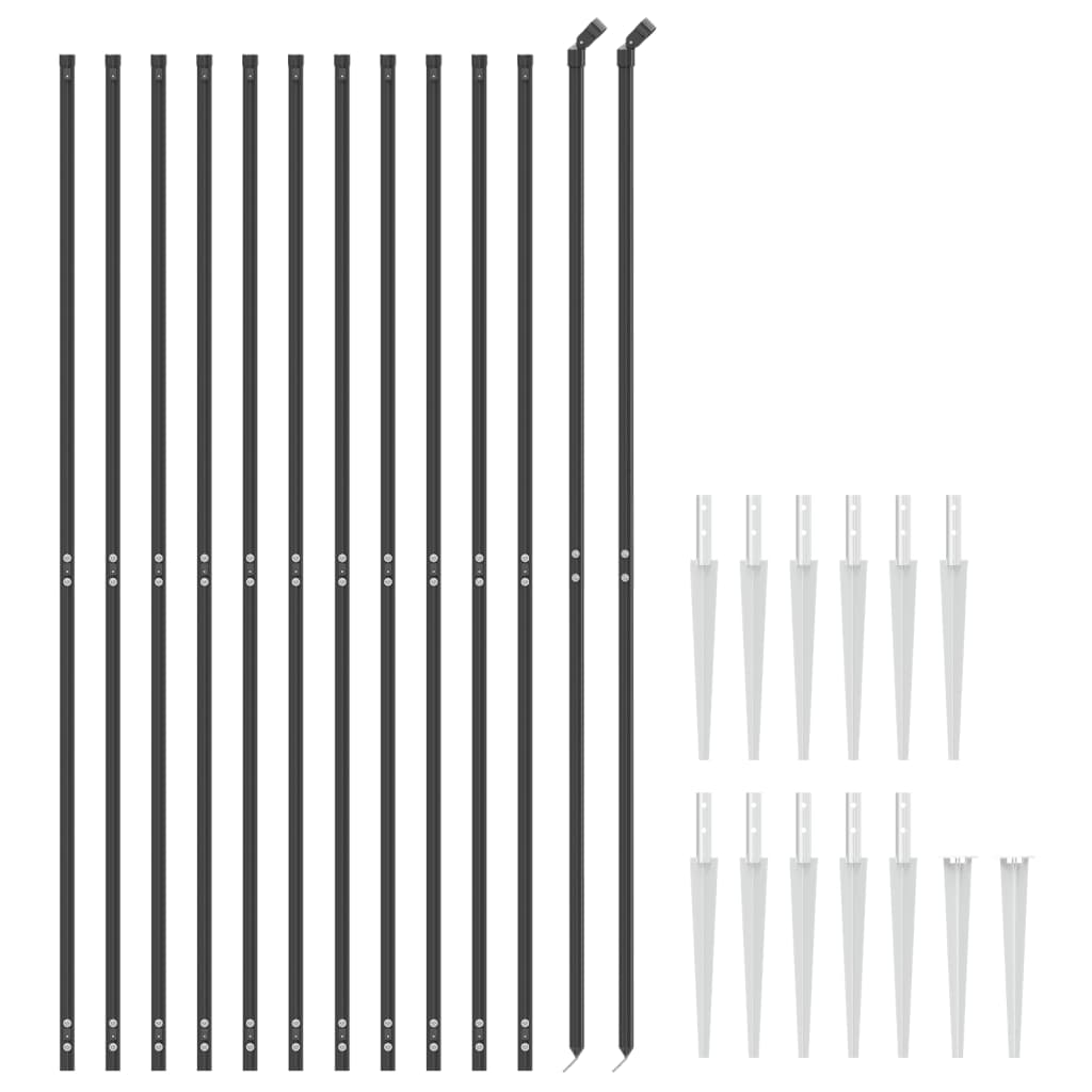 VidaXL Clôture grillagée avec ancrages au sol 2,2x25 m anthracite
