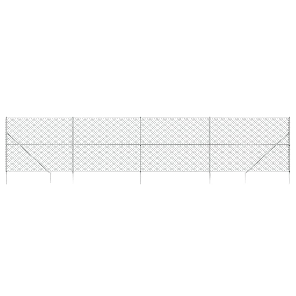 VidaXL Clôture grillagée avec ancrages au sol 2x10 m couleur argent