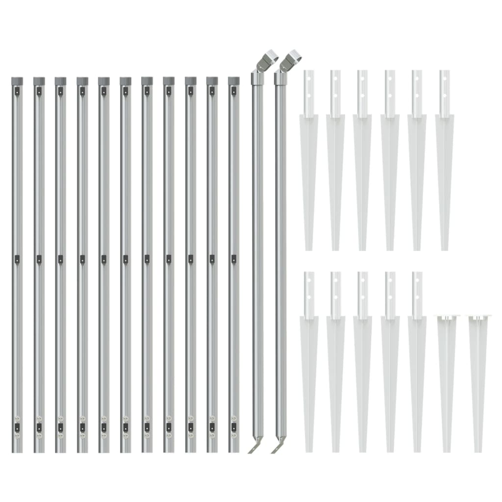 VidaXL Clôture grillagée avec ancrages au sol 1,1x25 m couleur argent