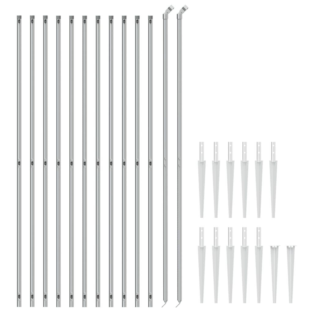 VidaXL Clôture grillagée avec ancrages au sol 1,6x25 m couleur argent