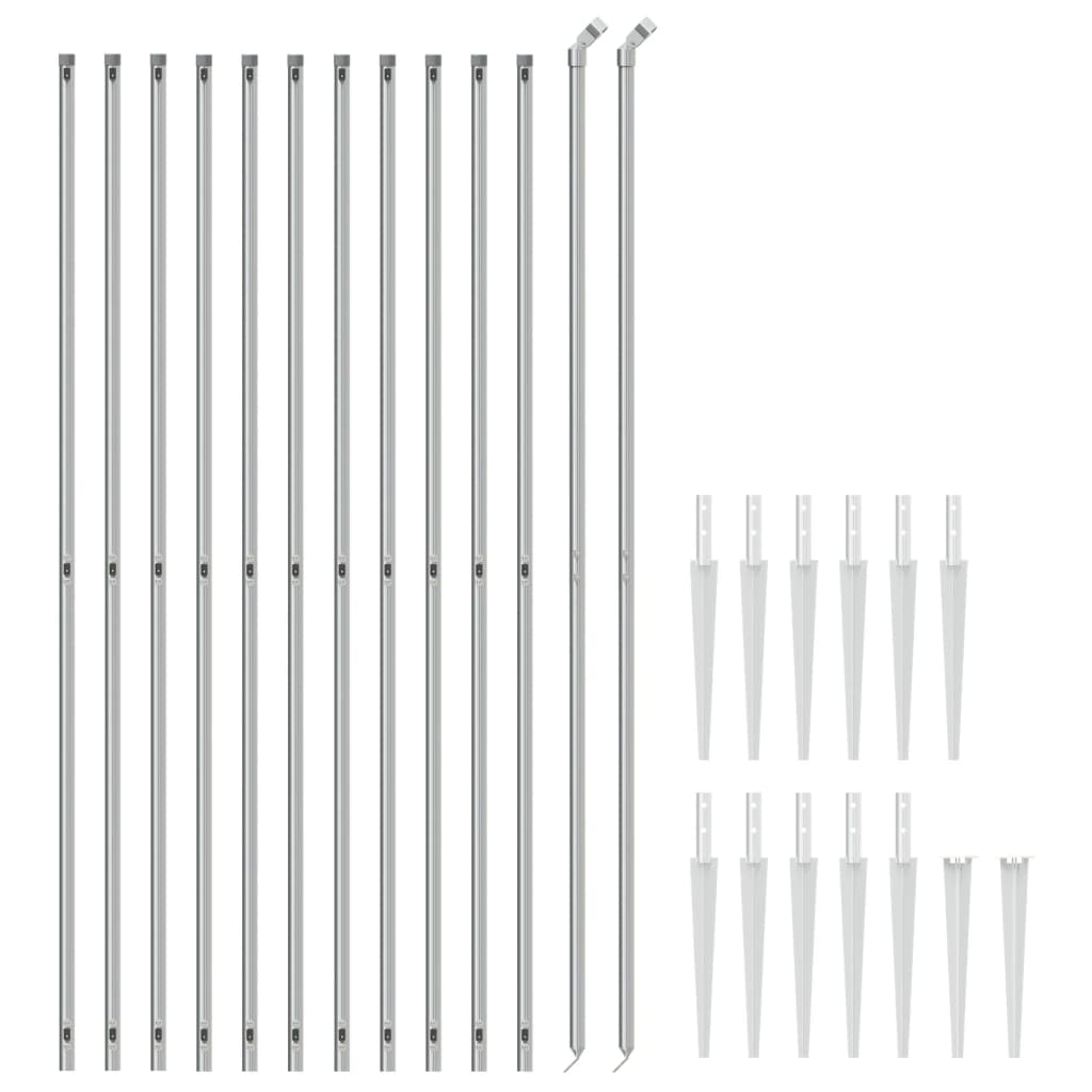 VidaXL Clôture grillagée avec ancrages au sol 2,2x25 m couleur argent