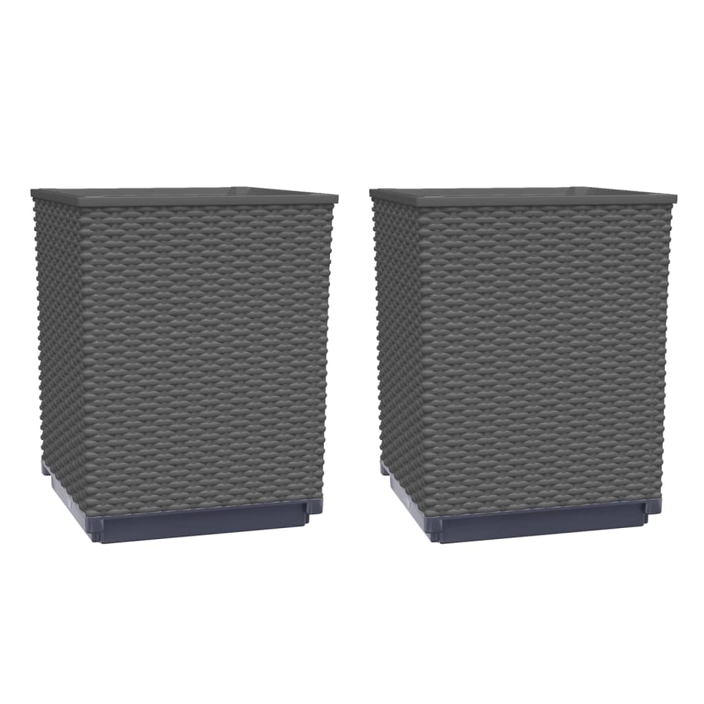 VidaXL Jardinières 2 pcs 30x30x37 cm polypropylène noir