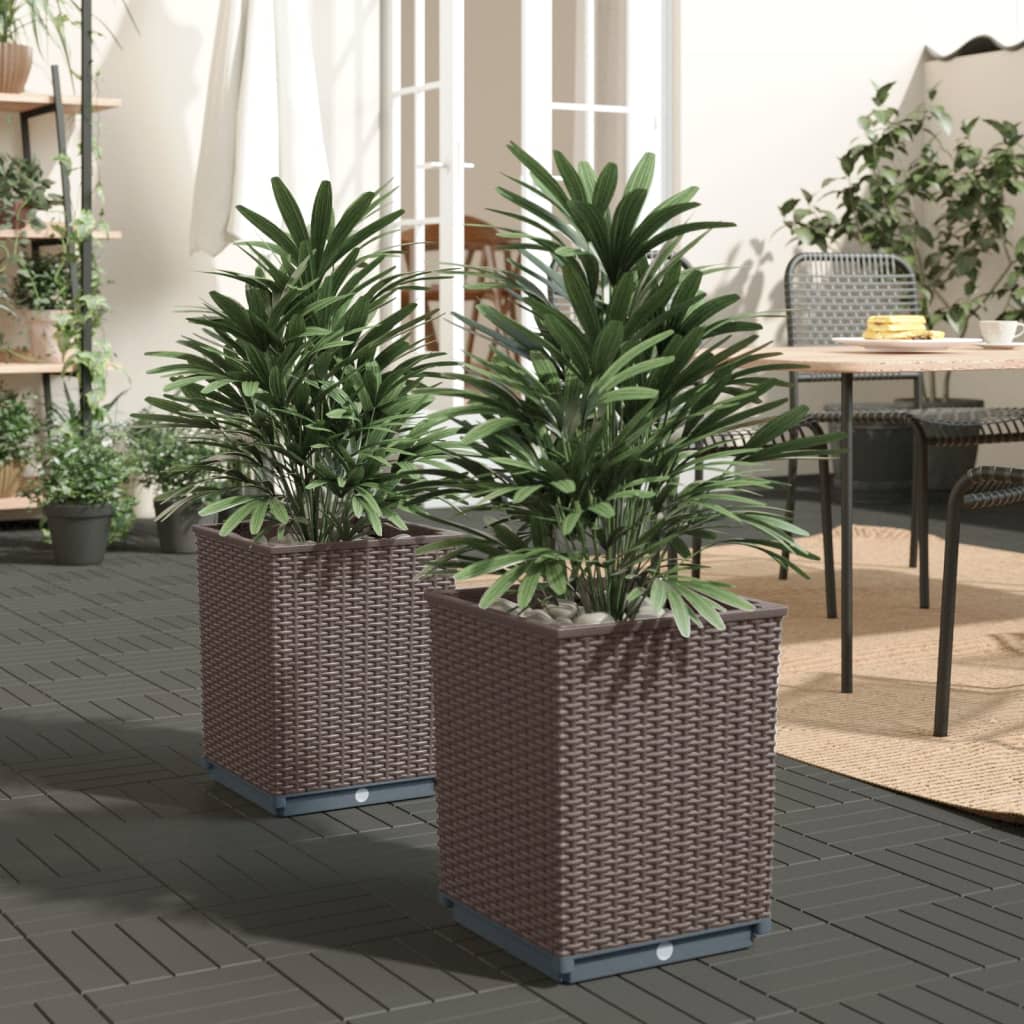 VidaXL Jardinières 2 pcs 30x30x37 cm polypropylène marron