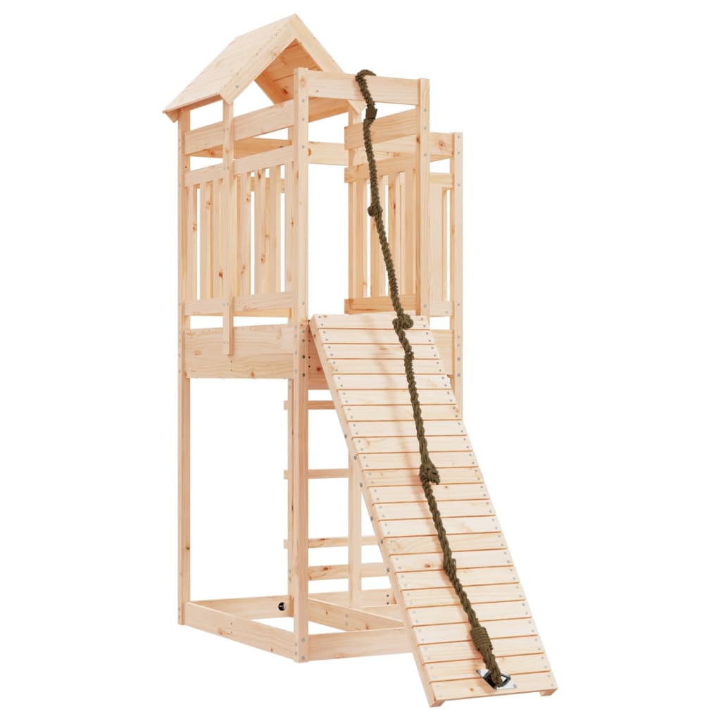 VidaXL Playhouse avec mur d'escalade en bois de pin massif