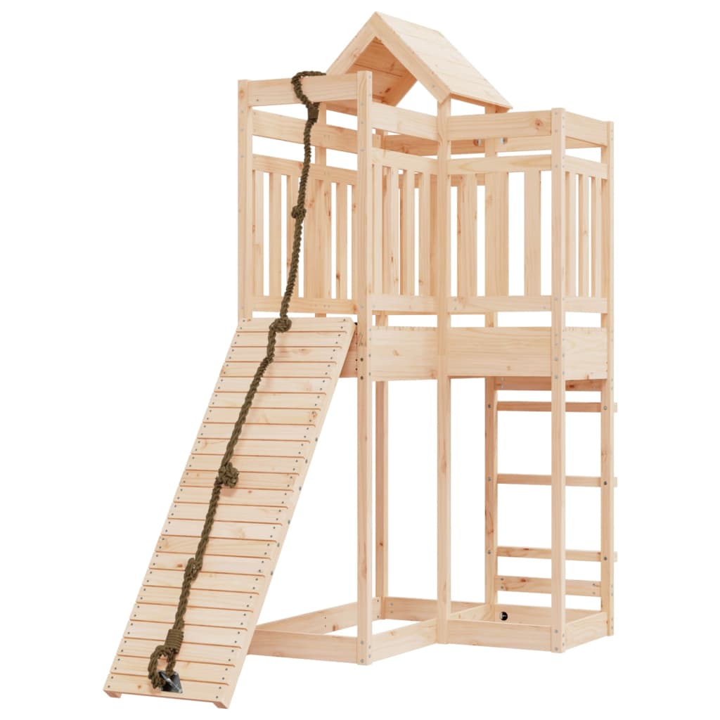 VidaXL Playhouse avec mur d'escalade en bois de pin massif