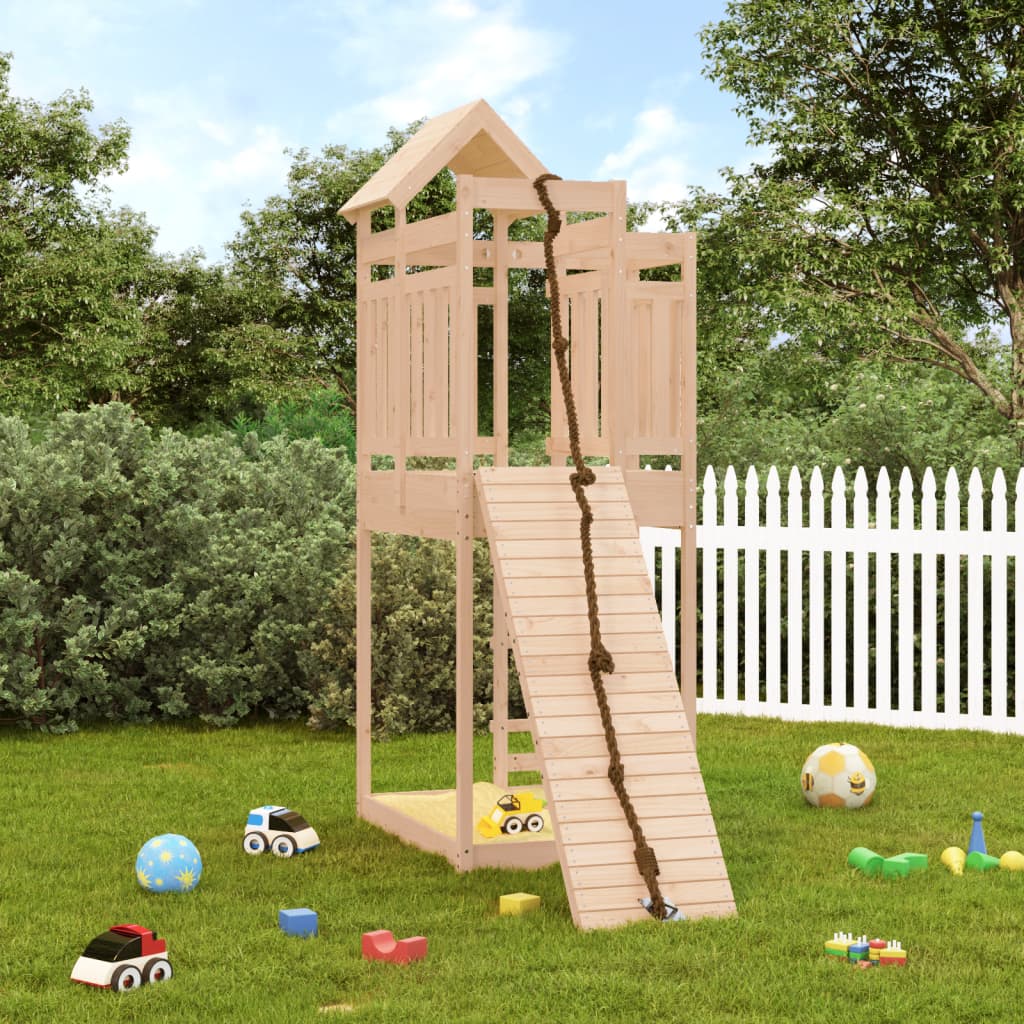 VidaXL Playhouse avec mur d'escalade en bois de pin massif