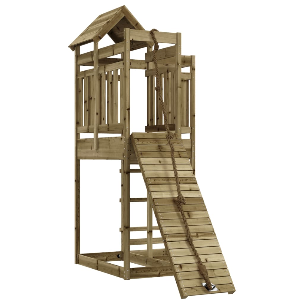VidaXL Playhouse avec mur d'escalade en bois de pin imprégné