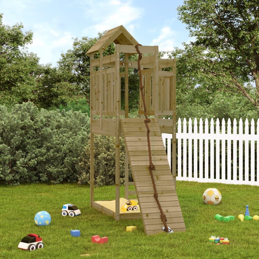 VidaXL Playhouse avec mur d'escalade en bois de pin imprégné