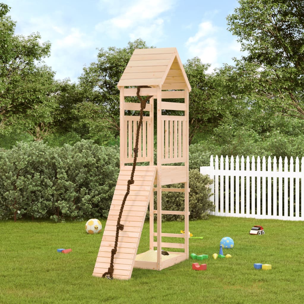 VidaXL Playhouse avec mur d'escalade en bois de pin massif
