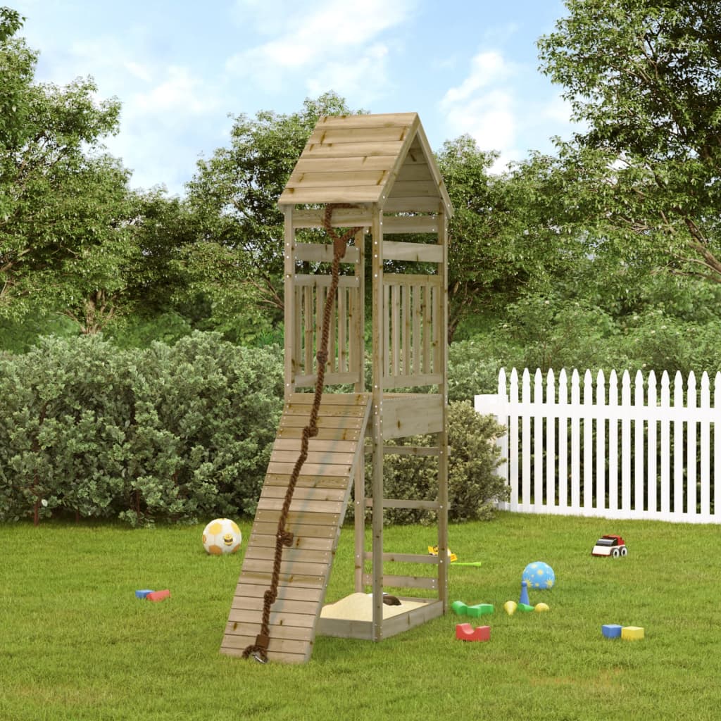 VidaXL Playhouse avec mur d'escalade en bois de pin imprégné