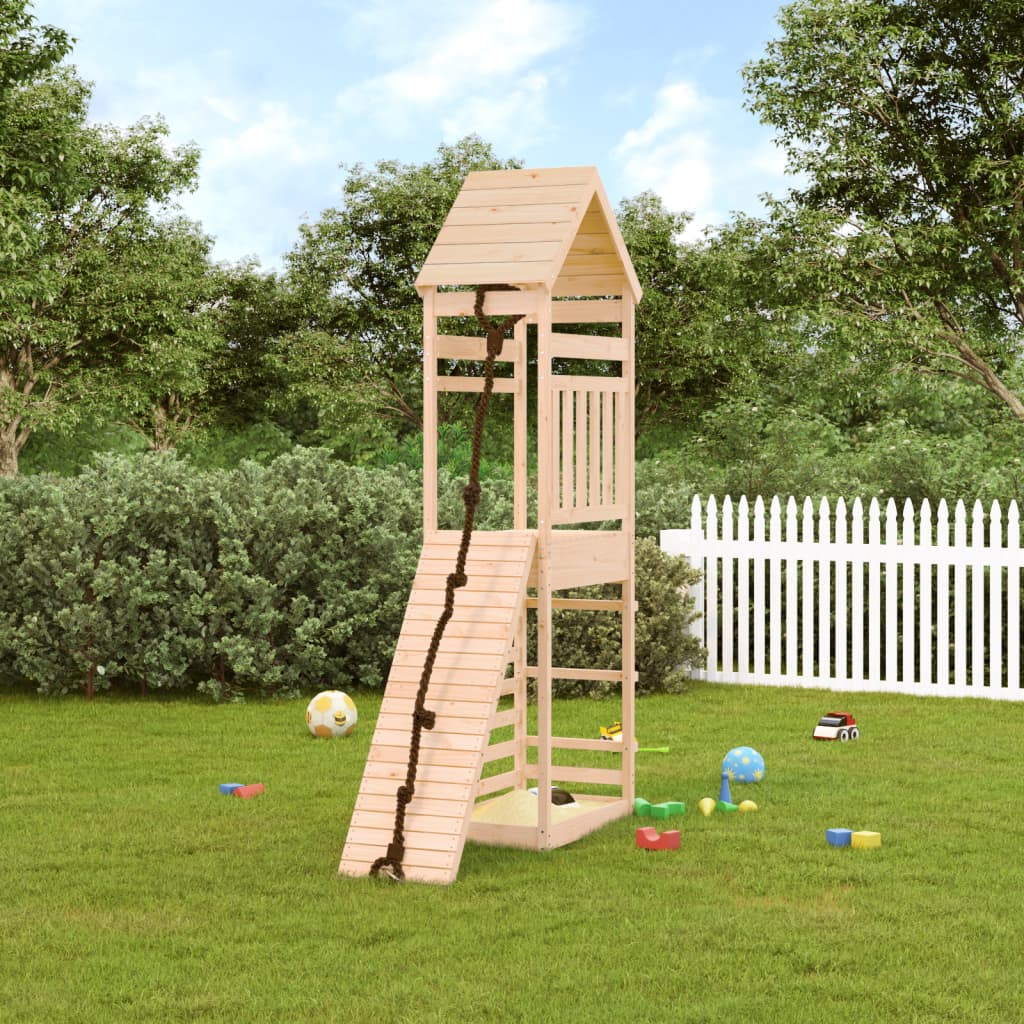 VidaXL Playhouse avec mur d'escalade en bois de pin massif