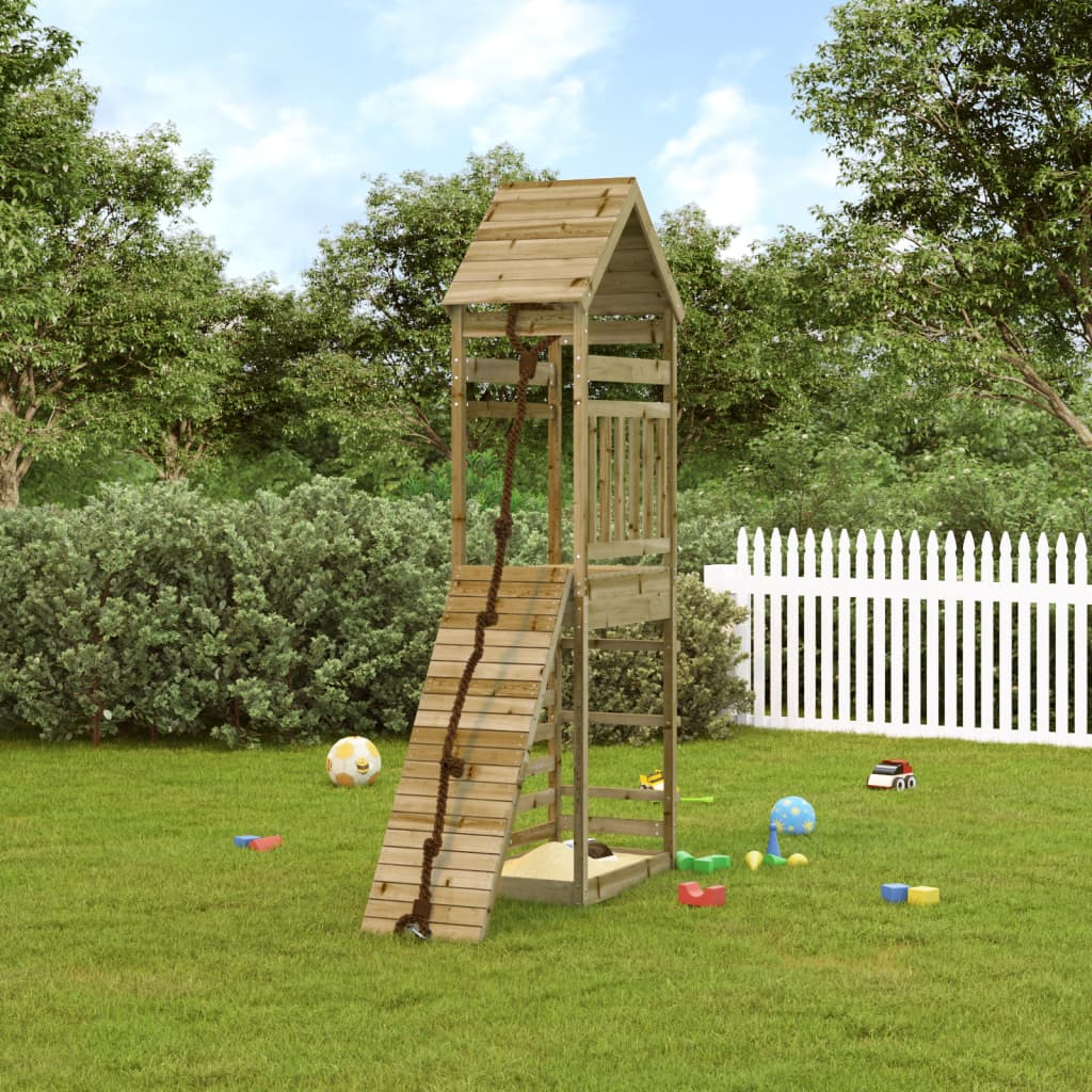 VidaXL Playhouse avec mur d'escalade en bois de pin imprégné