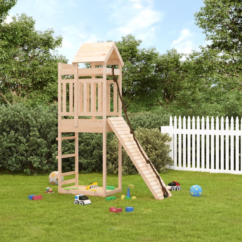 VidaXL Playhouse avec mur d'escalade en bois de pin massif