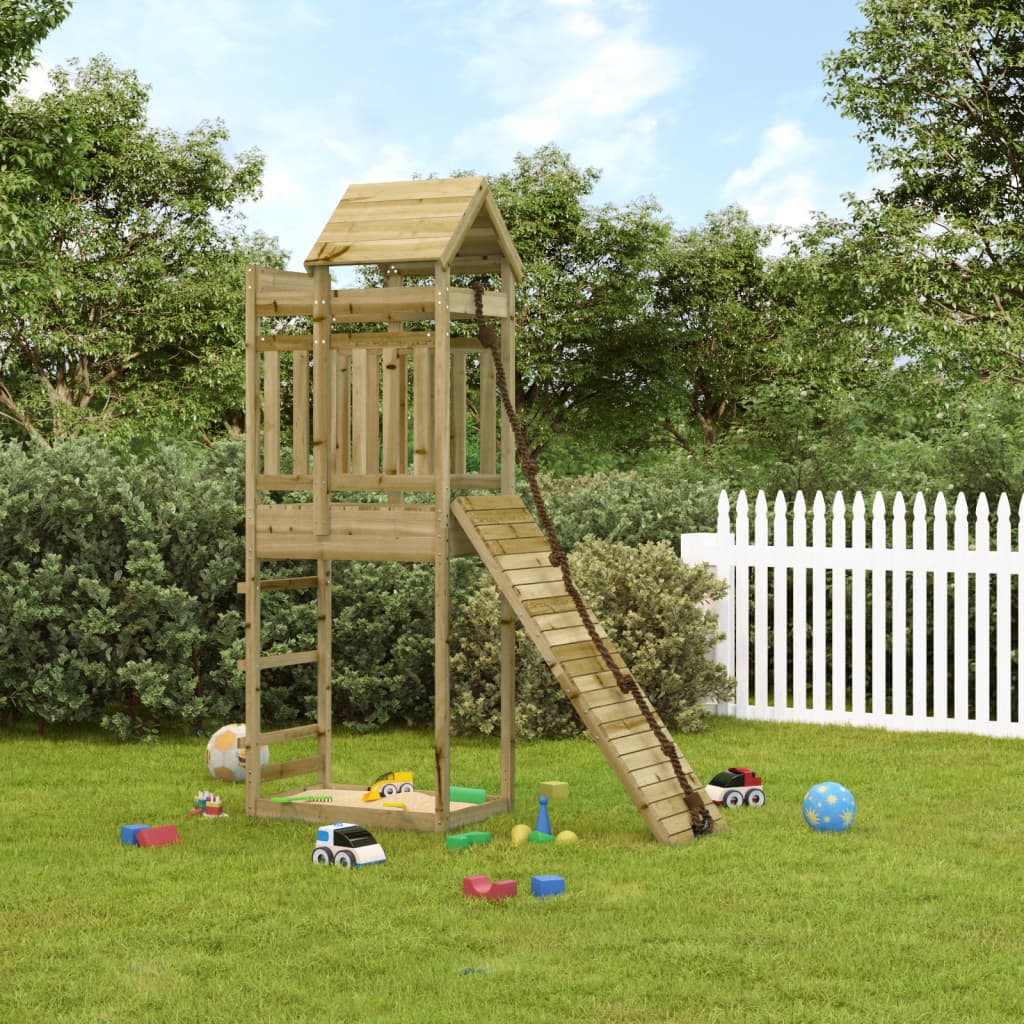 VidaXL Playhouse avec mur d'escalade en bois de pin imprégné