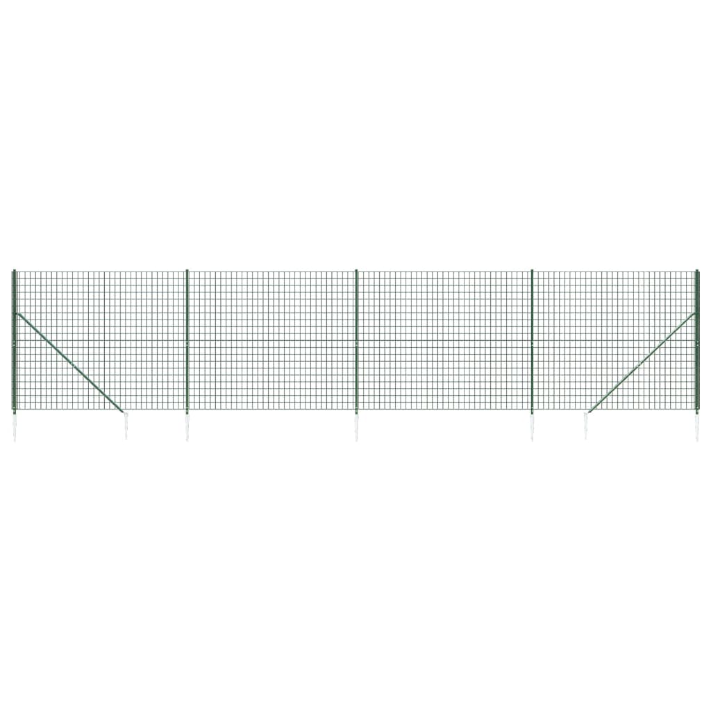 VidaXL Clôture grillagée avec ancrages au sol 1,4x10 m vert