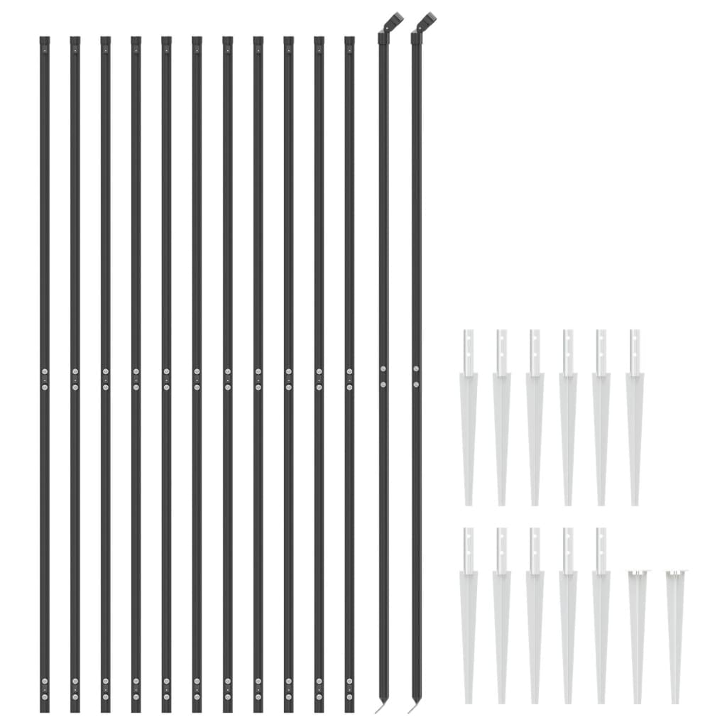 VidaXL Clôture grillagée avec ancrages au sol 1,6x25 m anthracite