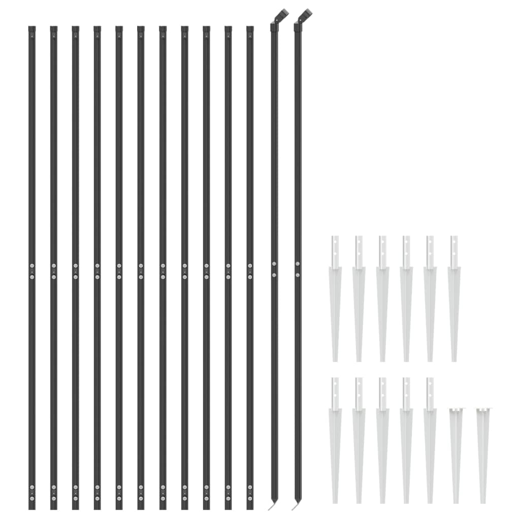VidaXL Clôture grillagée avec ancrages au sol 2x25 m anthracite