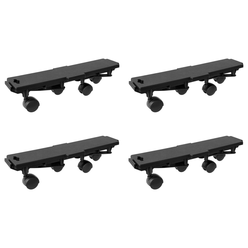VidaXL Chiens de déménagement à 4 roues 4 pcs 170 kg polypropylène noir