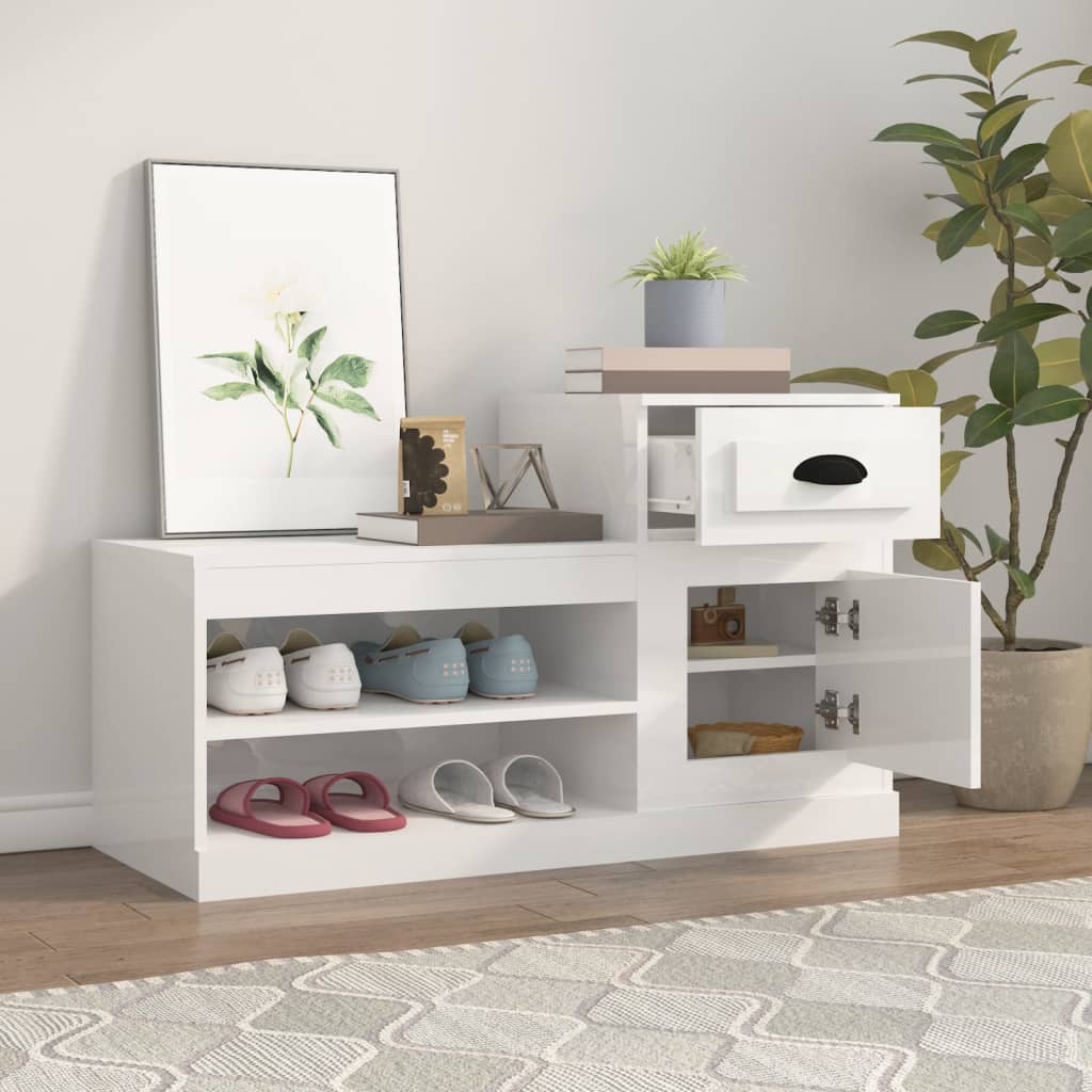 Vidaxx armoire à chaussures 100x42x60 cm bois fini blanc brillant