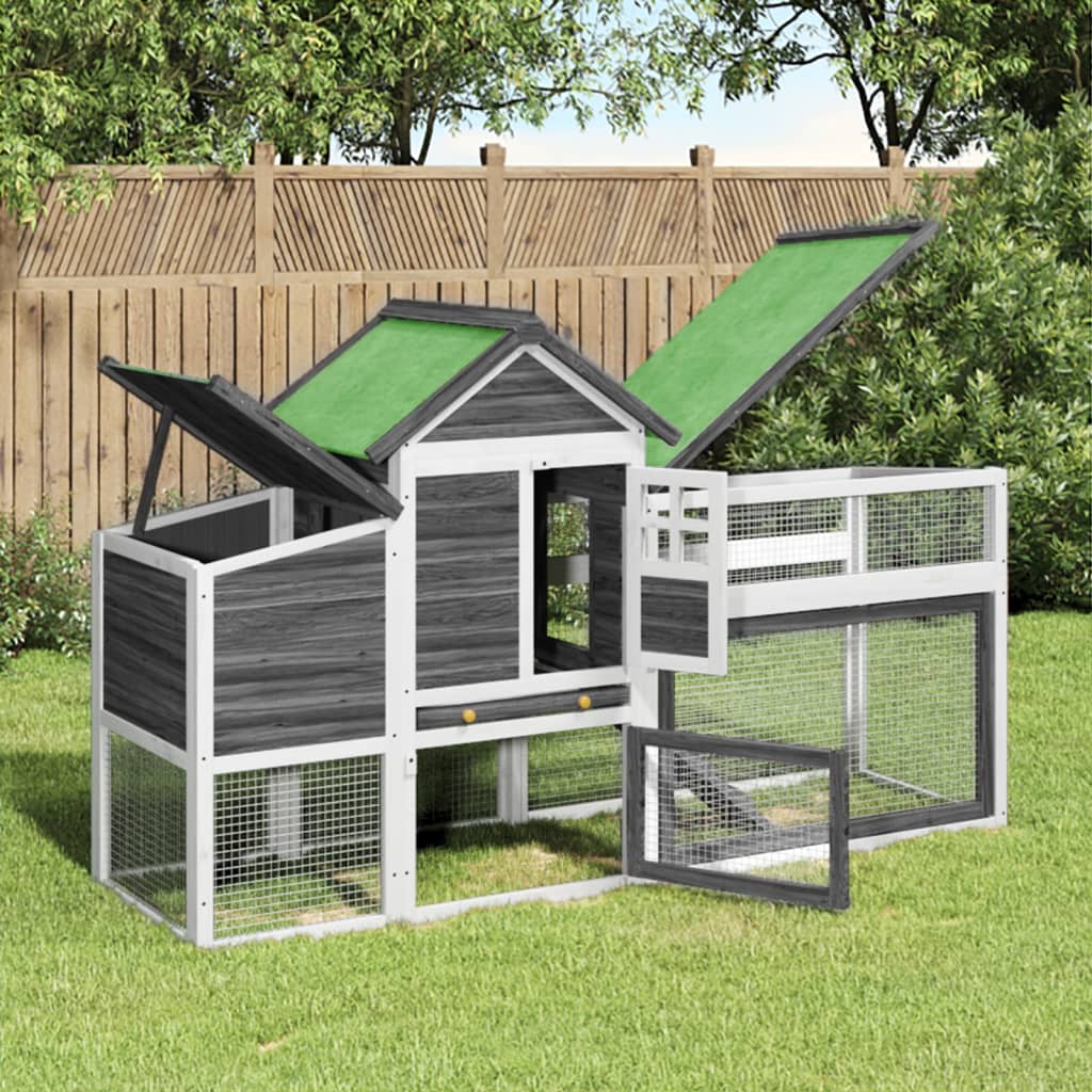 VidaXL Poulailler 186,5x58,5x113 cm Bois de Pin Massif Gris