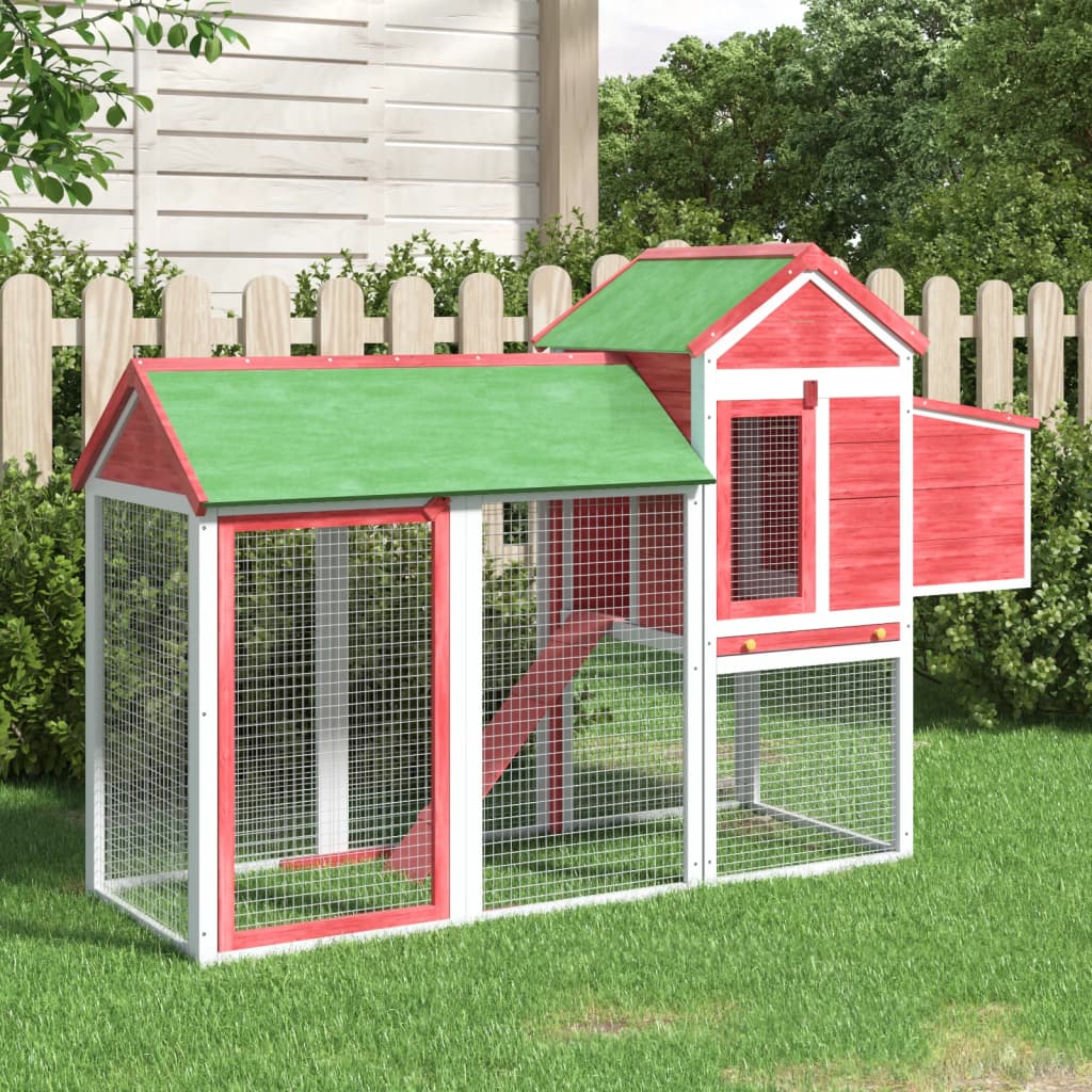 Vidaxx poulailler 193x65x117 cm bois de pin massif rouge
