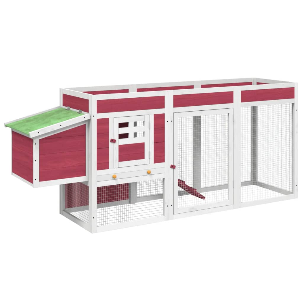 VidaXL Poulailler 204x50x84 cm bois de pin massif rouge