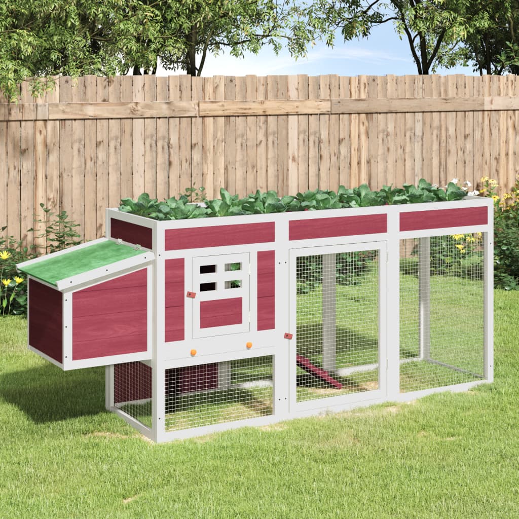 VidaXL Poulailler 204x50x84 cm bois de pin massif rouge