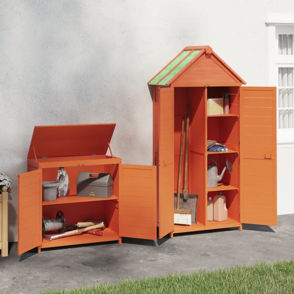VidaXL ensemble d'abri de jardin 2 pièces en bois de pin massif marron