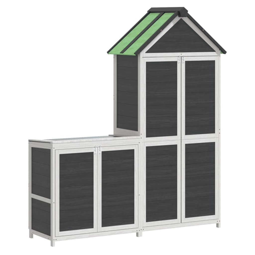 VidaXL ensemble d'abri de jardin 2 pièces en bois de pin massif gris