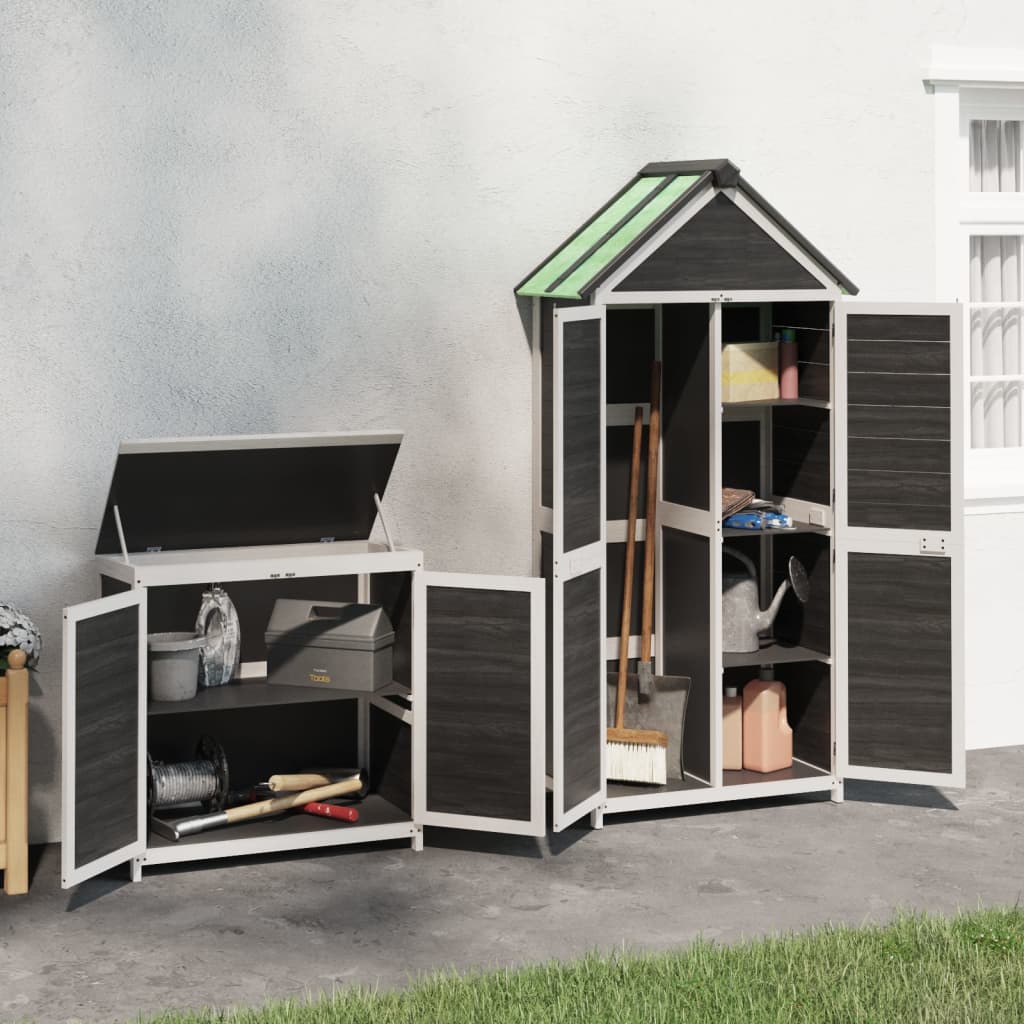 VidaXL ensemble d'abri de jardin 2 pièces en bois de pin massif gris