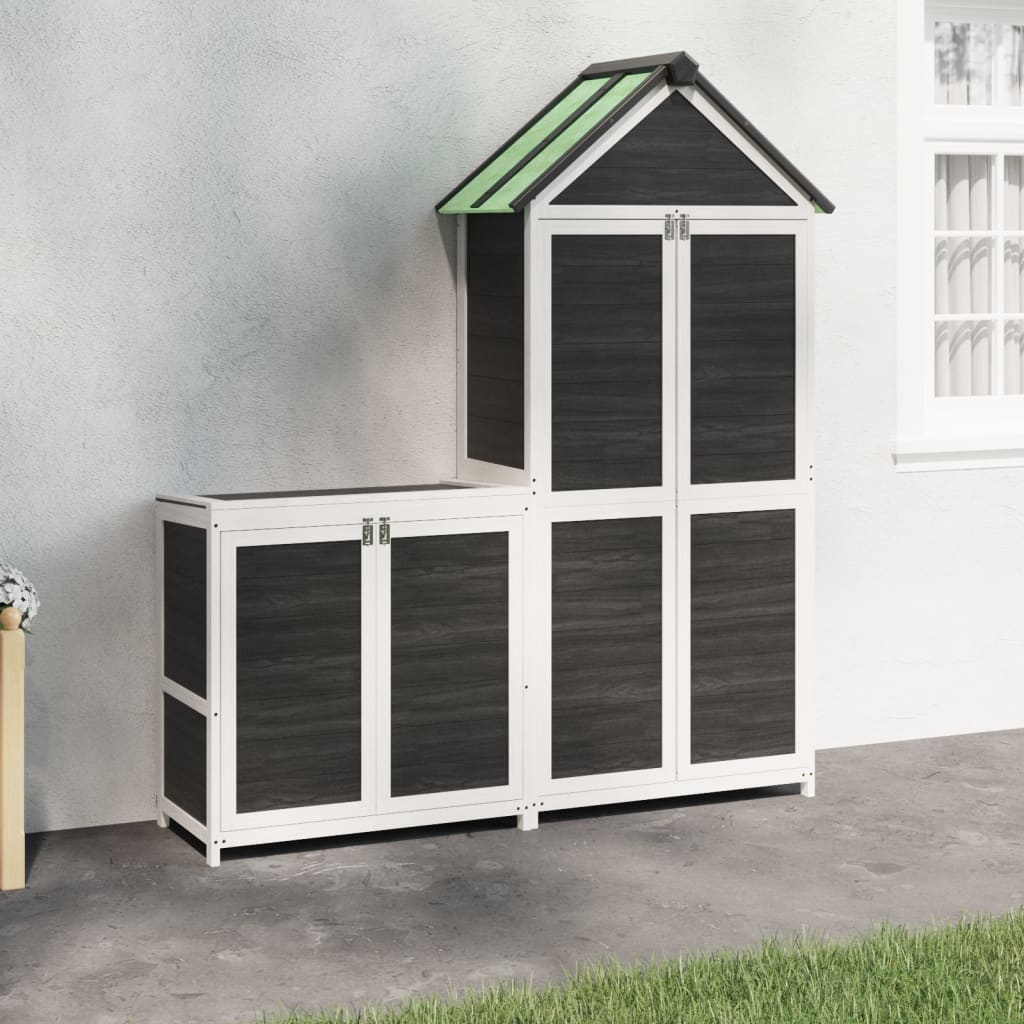 VidaXL ensemble d'abri de jardin 2 pièces en bois de pin massif gris