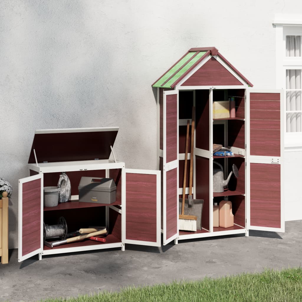 VidaXL Ensemble d'abri de jardin 2 pièces en bois de pin massif, couleur moka