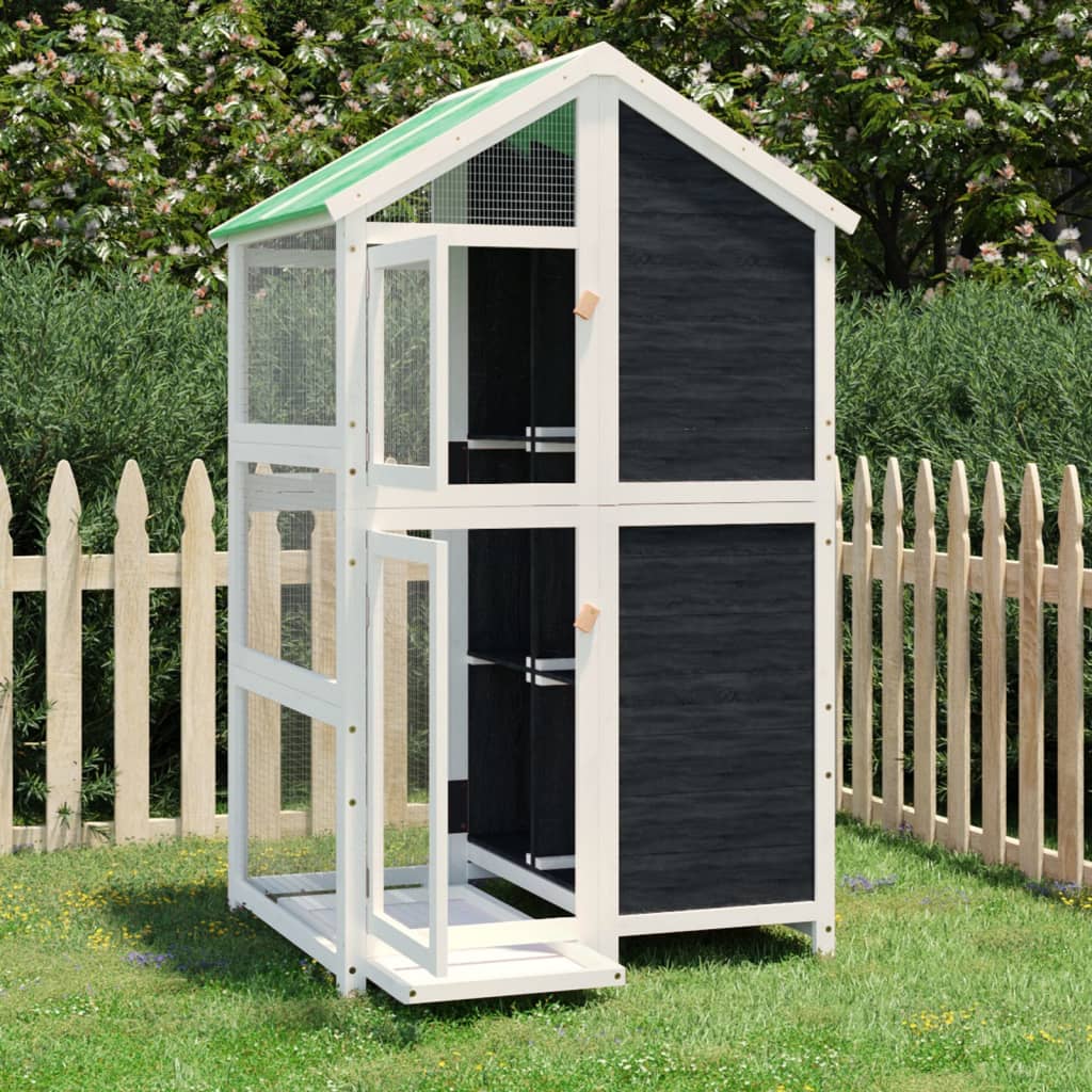 Vidaxx volière 97x81x152 cm bois de pin massif gris