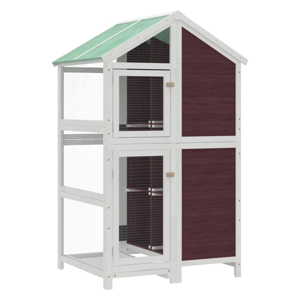 Volière Vidaxx 97x81x152 cm en bois de pin massif couleur moka