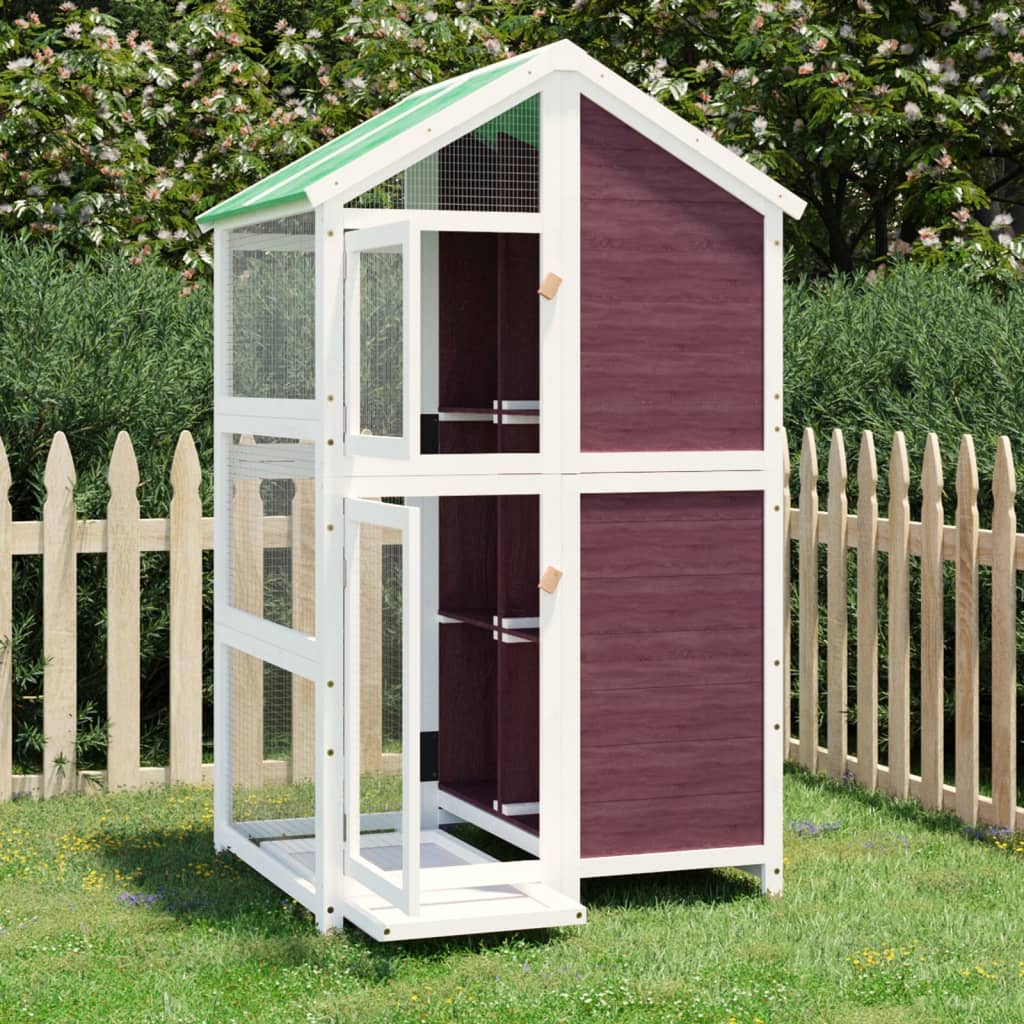 Volière Vidaxx 97x81x152 cm en bois de pin massif couleur moka
