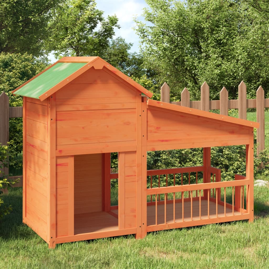 VidaXL niche pour chien 143x60,5x109 cm bois de pin massif marron