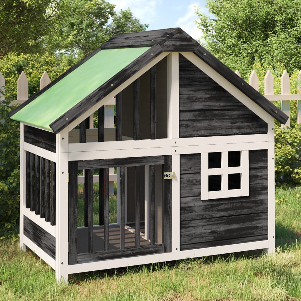 Vidaxxl niche pour chien 96x60,5x87 cm bois de pin massif gris