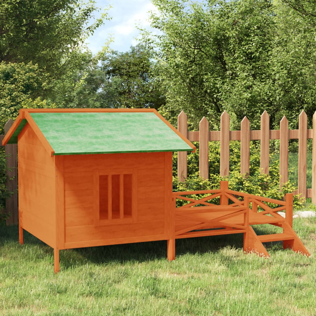 VidaXL niche pour chien 159x120x88,5 cm bois de pin massif marron