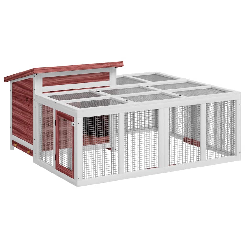 VidaXL Clapier à lapin 144x123x67,5 cm Bois de pin massif Couleur Moka