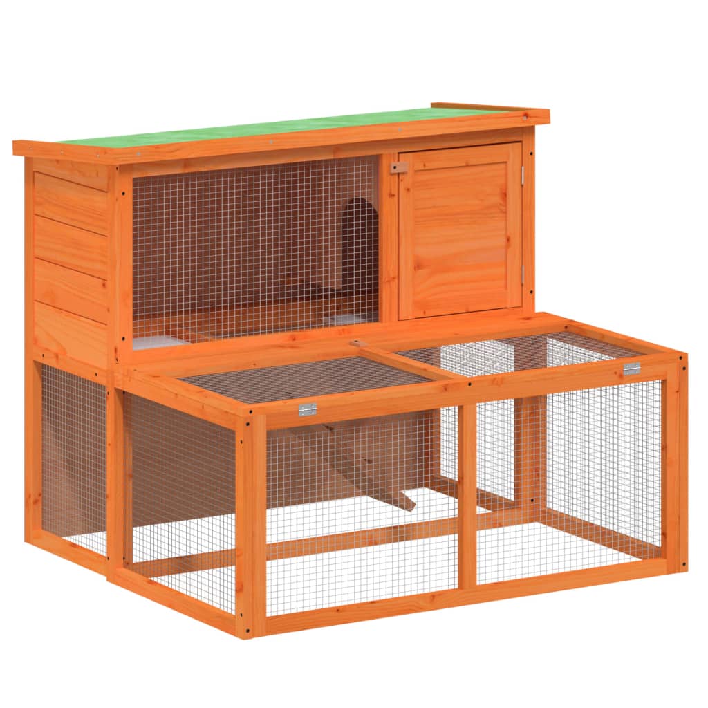 Vidaxxl clapier à lapin 102x90x84,5 cm bois de pin massif marron