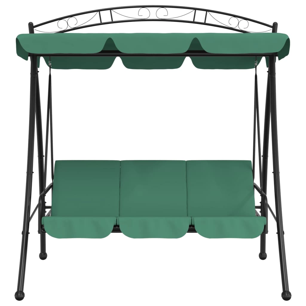 VidaXL Banc balançoire avec auvent 198 cm tissu et acier vert