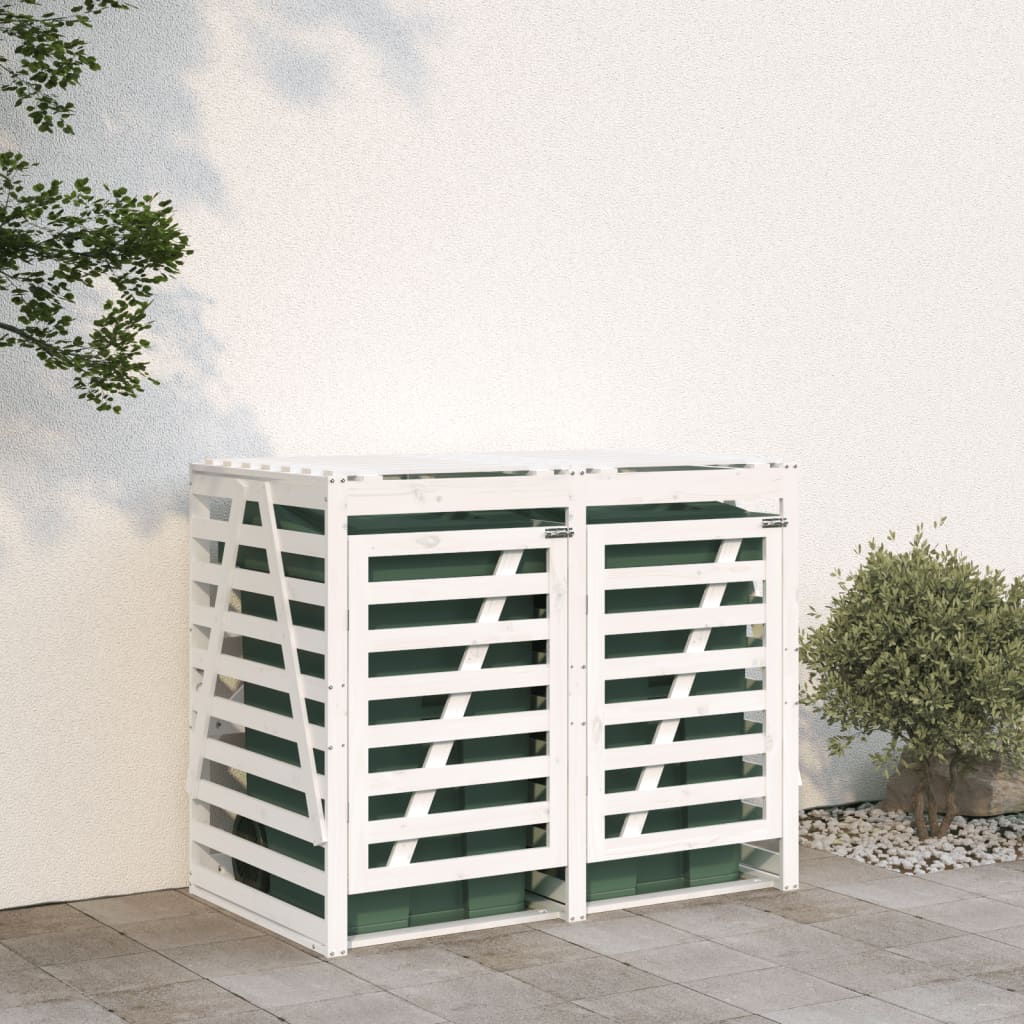 VidaXL Conteneur de rangement double en bois de pin massif blanc